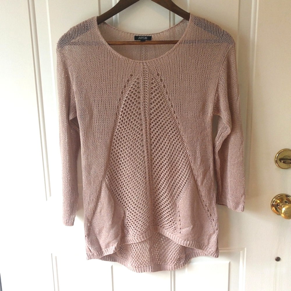Hi-low Beige Sweater, Open Stitch